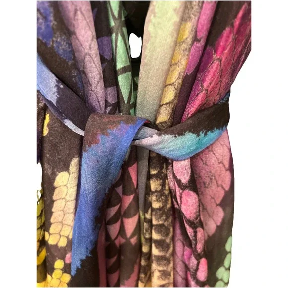 Matthew Williamson 100% Silk Print Dress Lace Up Front Belted Sleeveless 10 - Picture 6 of 12